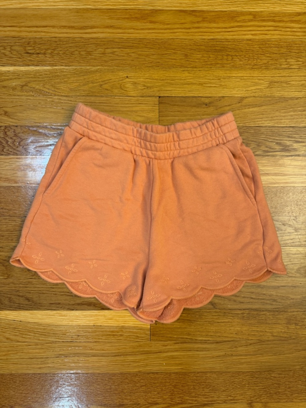 LC Lauren Conrad French Terry Shorts Light Orange -Size XS Scalloped Hem Pockets